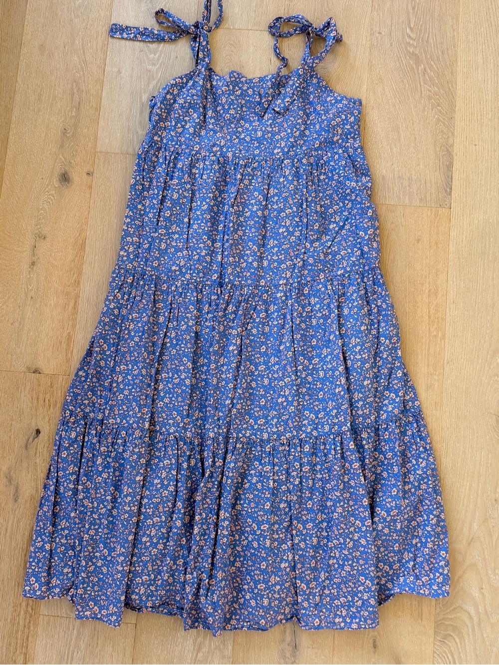 Blue Floral Tie-Shoulder Dress